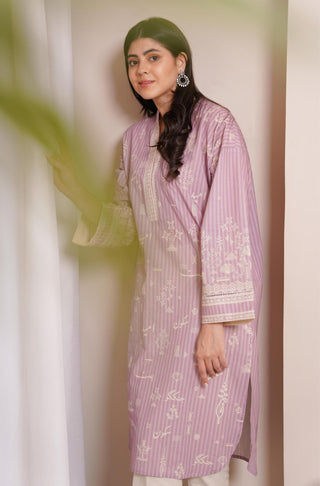 Shopmanto UK, Pakistani urdu calligraphy clothing brand manto UK ready to wear women one piece sukoon (peace) soft lilac eastern long urdu straight shirt kurta