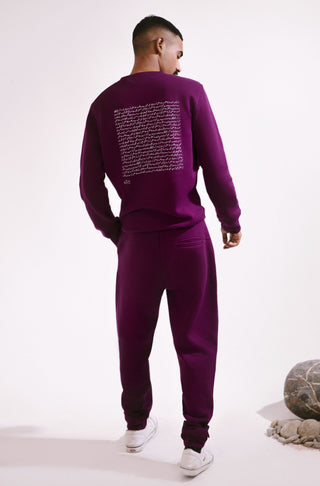 Manto, Most Comfy Men's Ready to Wear Triple Layered Premium Fleece Very Plum Talaash Sweatshirt with Urdu Calligraphy of Poetry by Nida Fazli