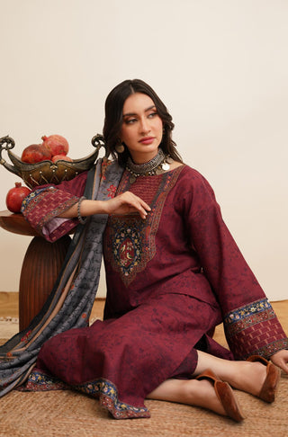 Bulbul (Nightingale) - Maroon Co-ord Set