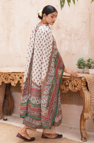 Shopmanto UK, manto pakistani clothing brand, urdu calligraphy clothes, manto UK ready to wear one piece fitrat (spirit of nature) green front open flared long frock anarkali gown with swiss lawn dupatta for women, festive collection pakistani clothes