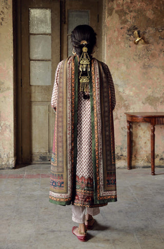 Shalimar (Royal Garden) - Ivory & Maroon Set