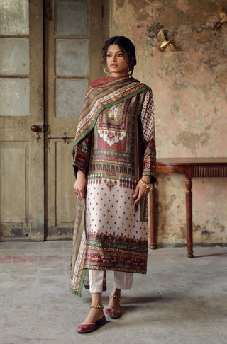 Shalimar (Royal Garden) - Ivory & Maroon Set