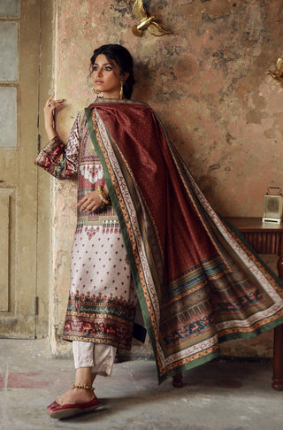 Shalimar (Royal Garden) - Ivory & Maroon Set