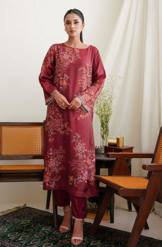 Shopmanto UK, manto UK, manto pakistani clothing brand, manto pakistan, urdu calligraphy clothes, manto UK women two piece deep maroon chaman (garden) crepe coord set with long shirt and straight pants, manto crepe collection