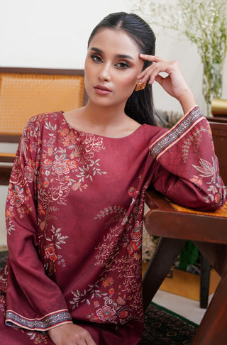 Shopmanto UK, manto UK, manto pakistani clothing brand, manto pakistan, urdu calligraphy clothes, manto UK women two piece deep maroon chaman (garden) crepe coord set with long shirt and straight pants, manto crepe collection