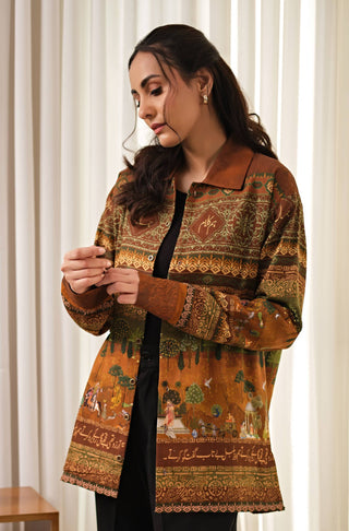 Bagh-e-Mughal (Mughal Garden) - Brown & Green Overshirt