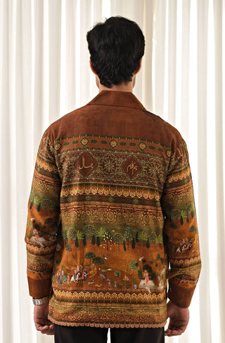 Bagh-e-Mughal (Mughal Garden) - Brown & Green Overshirt