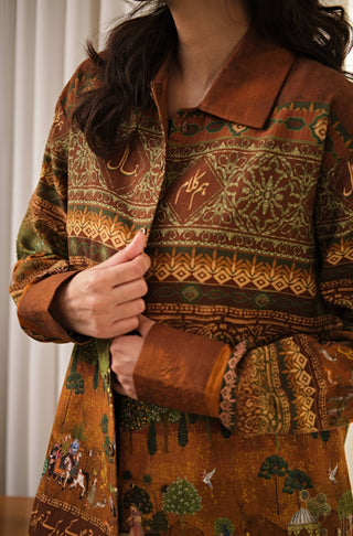 Bagh-e-Mughal (Mughal Garden) - Brown & Green Overshirt