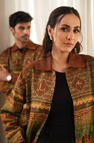 Bagh-e-Mughal (Mughal Garden) - Brown & Green Overshirt