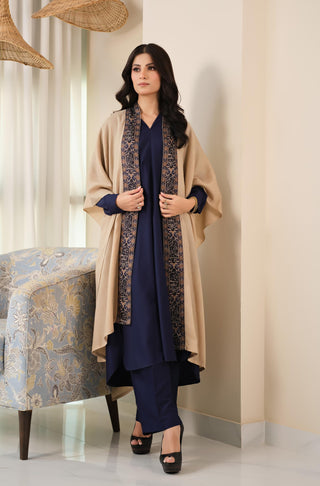 Dariya (Wandering River) - Beige & Blue Cape