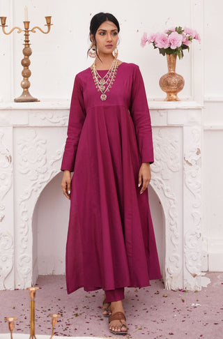 Shopmanto UK, manto UK, manto pakistani clothing brand, urdu calligraphy clothes, gown with dupatta, manto UK ready to wear three piece wine red jahaan (universe) anarkali coord set with long frock with pockets straight pants and chiffon dupatta for women, festive collection pakistani clothes