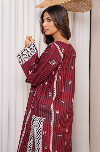 Shatranj (Life's Chess Game) - Maroon Long Shirt