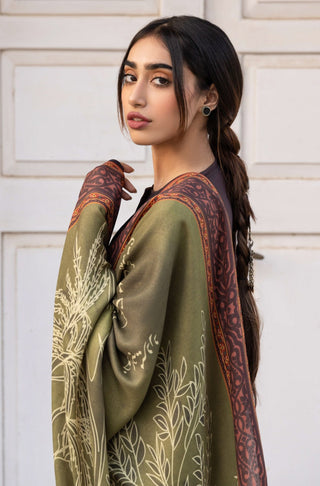 Shopmanto UK, manto UK, manto pakistani clothing brand, urdu calligraphy clothes, manto UK urdu gumaan (wrapped in mystery) shaded olive green odhni dupatta scarf shawl, pakistani urdu dupatta