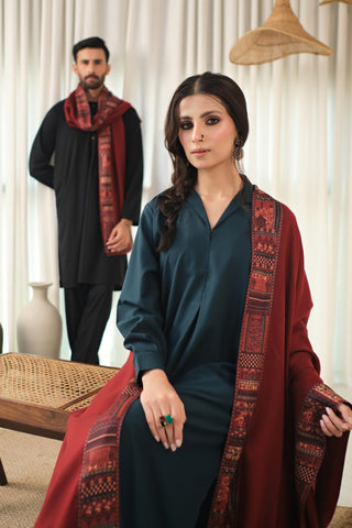 Manzil (Destination) - Maroon Shawl