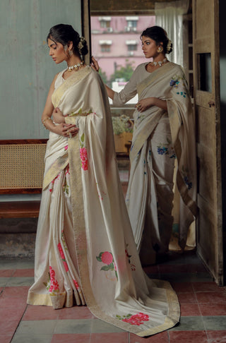 Roop (Luminous Grace) - Beige & Pink Saree