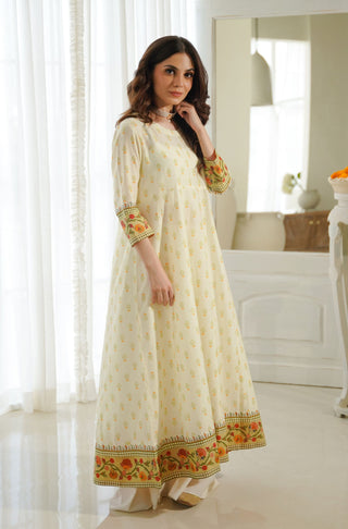 Hayaat (Life) - Cream & Mint Anarkali Set