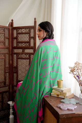 Bol (Speak Your Truth) - Green & Magenta Shawl